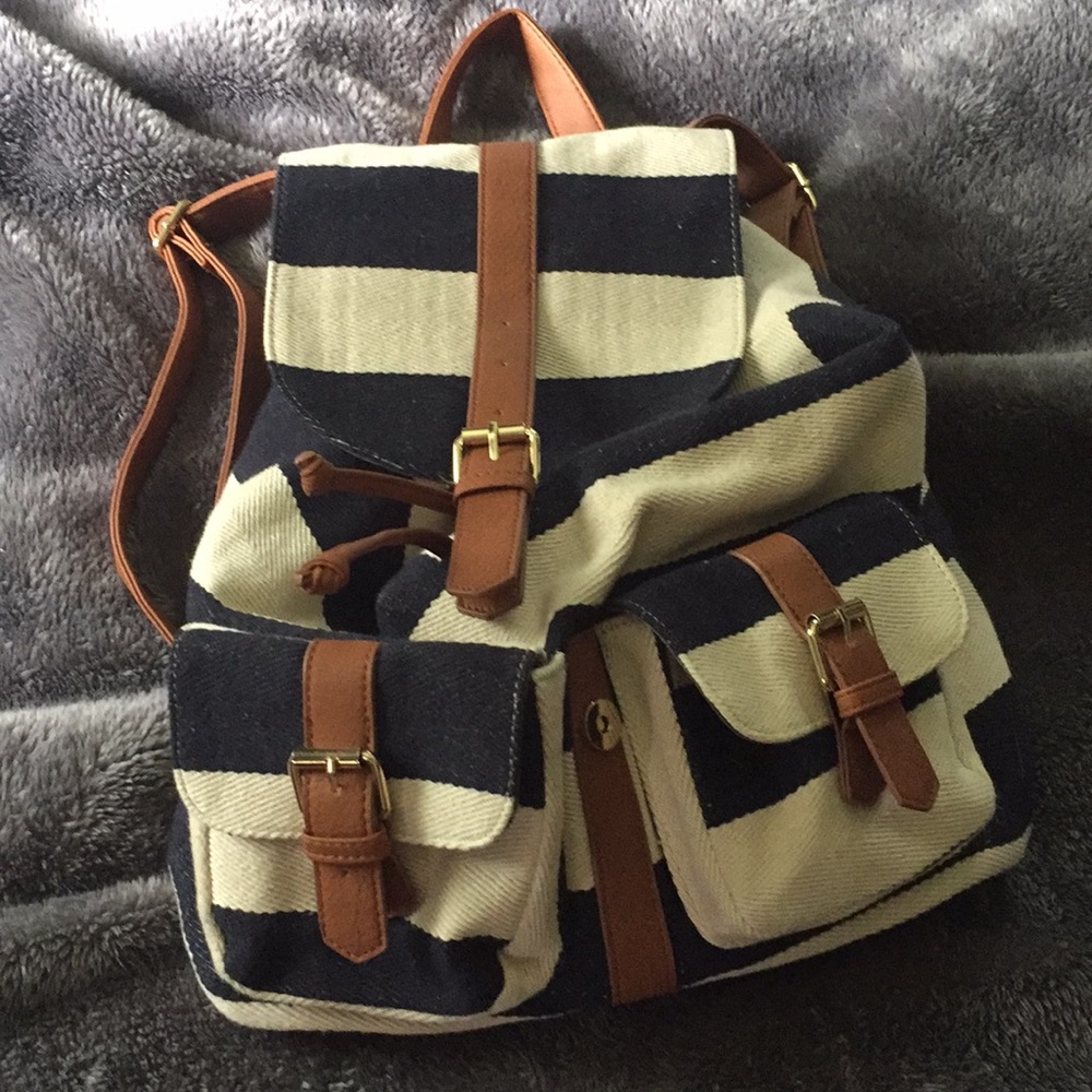 Justfab striped backpack.. NWOT - never been used